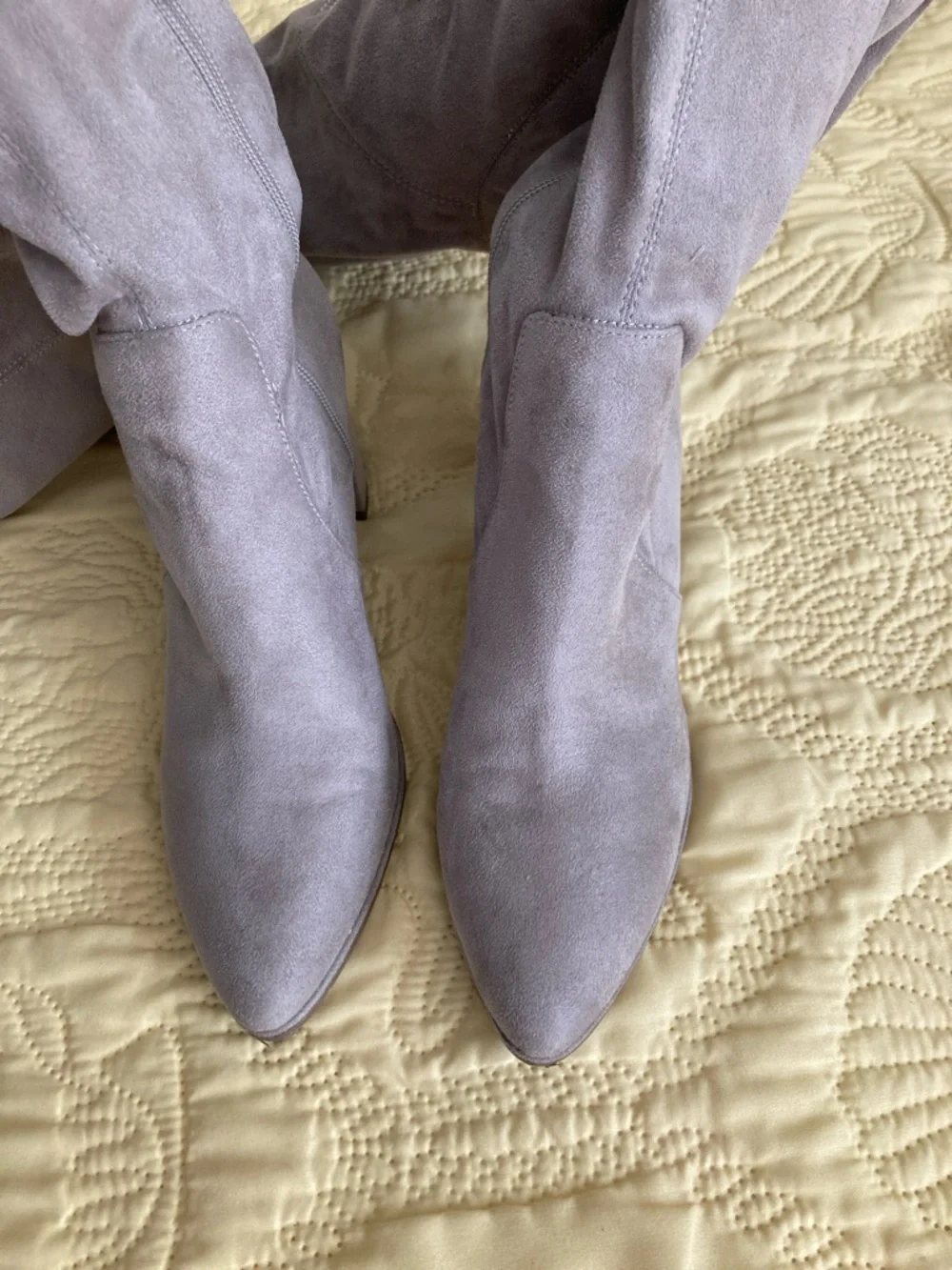 Marc Fisher Women’s Over-the-Knee Suede Boots - Light Gray size 91/2M